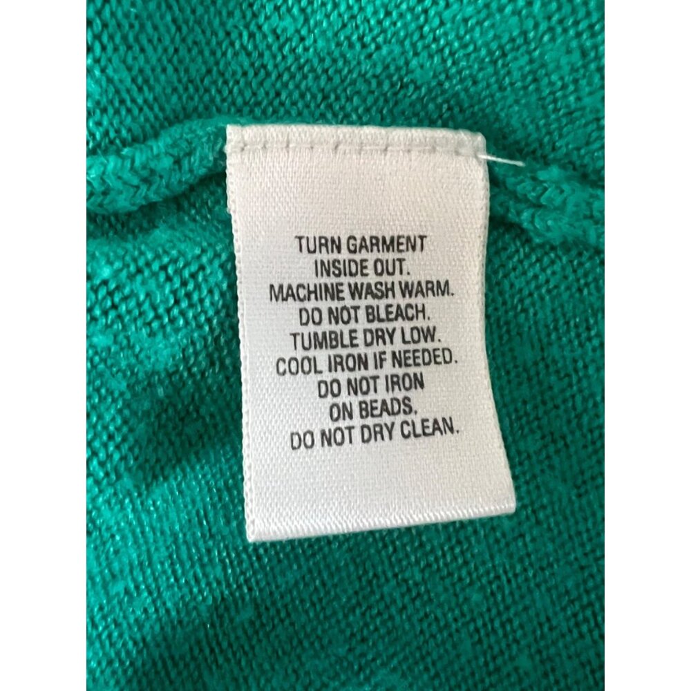 Classic Elements Women’s sweater size large (14-16) Green sequins cable knit - Picture 10 of 14